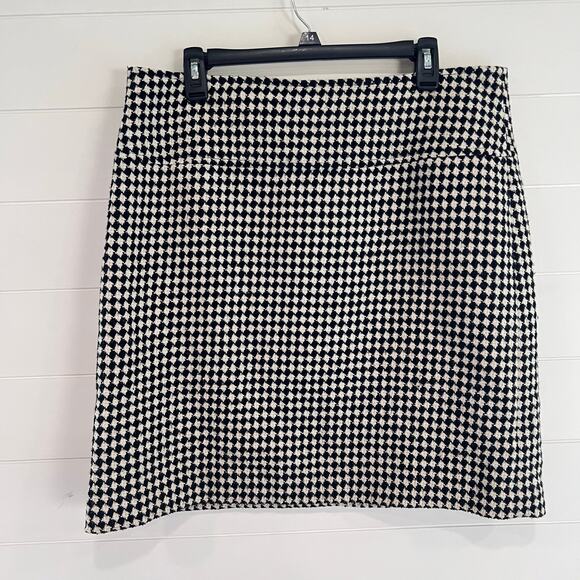 Talbots Houndstooth Skirt women’s size 14 Black White Wool Blend - Picture 1 of 6